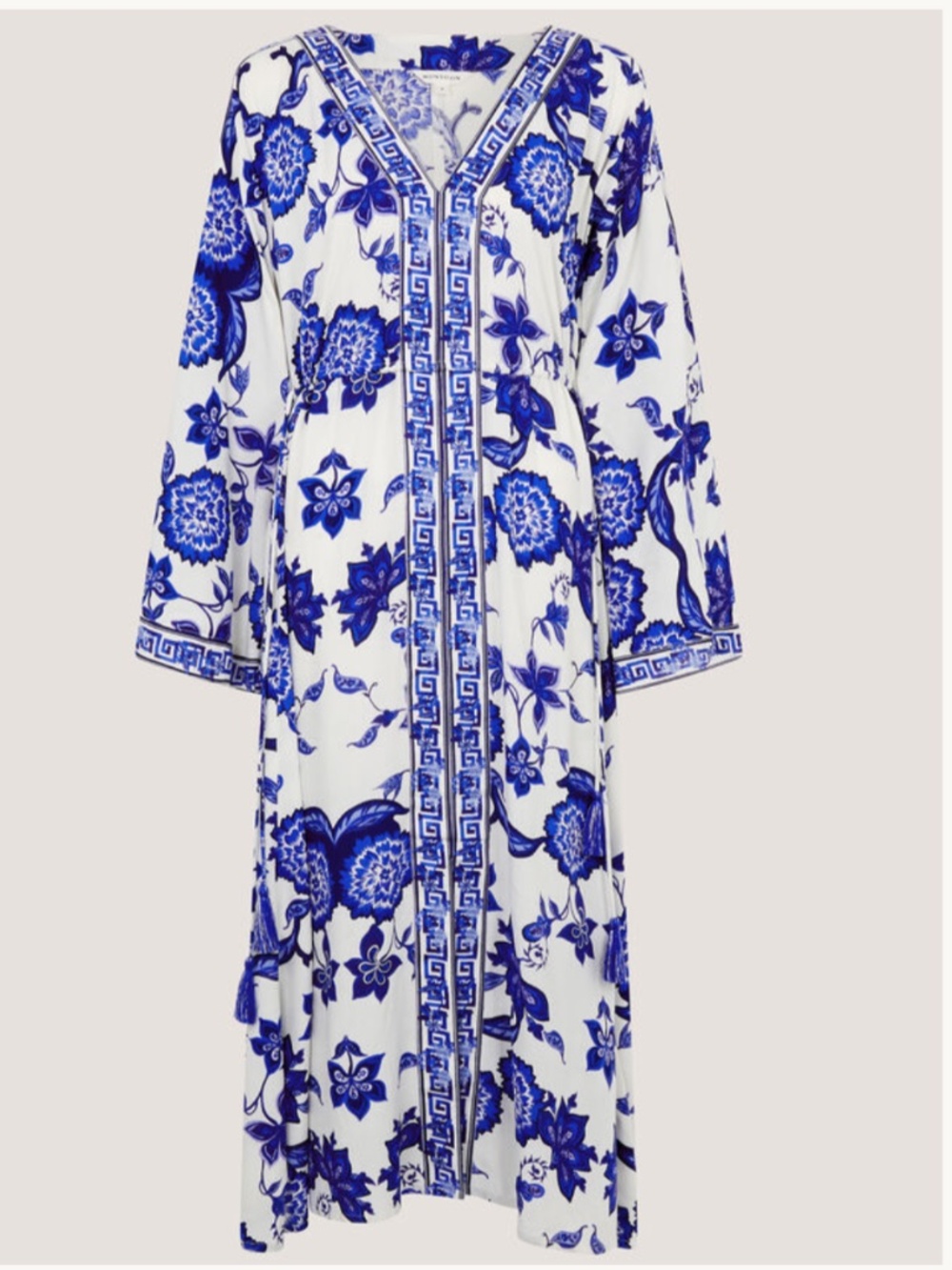 NWT Gloria floral print 100% Viscose Maxi beach Dress Santorini  Blue Size US L - Picture 5 of 8